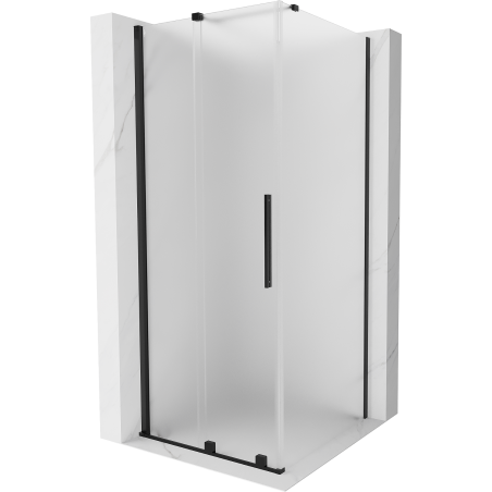 Mexen Velar sprchová kabína posuvná 90 x 90 cm, mráz, čierna - 871-090-090-31-70