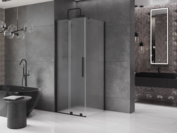 Mexen Velar sprchovací kút zasúvací 90 x 90 cm, matný, čierny - 871-090-090-31-70