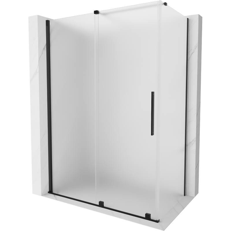 Mexen Velar posuvná sprchová kabína 150 x 90 cm, mrazené, čierna - 871-150-090-31-70