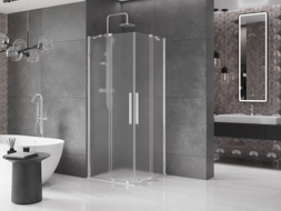 Mexen Velar Duo sprchový kút zasúvací 90 x 90 cm, matné sklo, chróm - 871-090-090-32-01