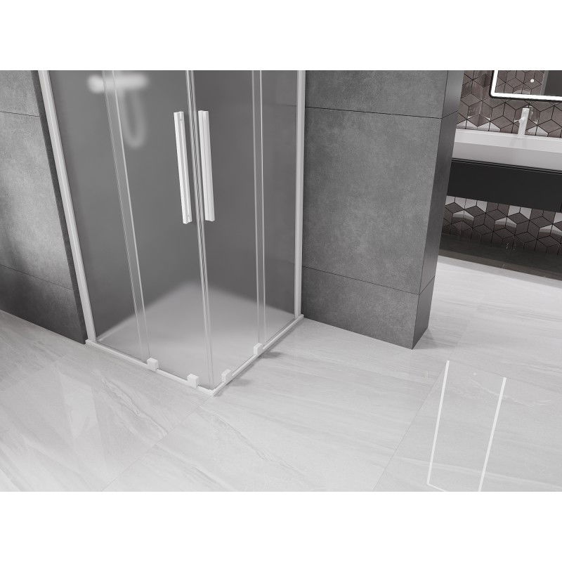 Mexen Velar Duo zasúvacia sprchová kabína 90 x 90 cm, mráz, biela - 871-090-090-32-20