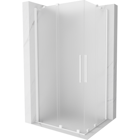 Mexen Velar Duo zasúvacia sprchová kabína 90 x 80 cm, mrazená, biela - 871-090-080-32-20