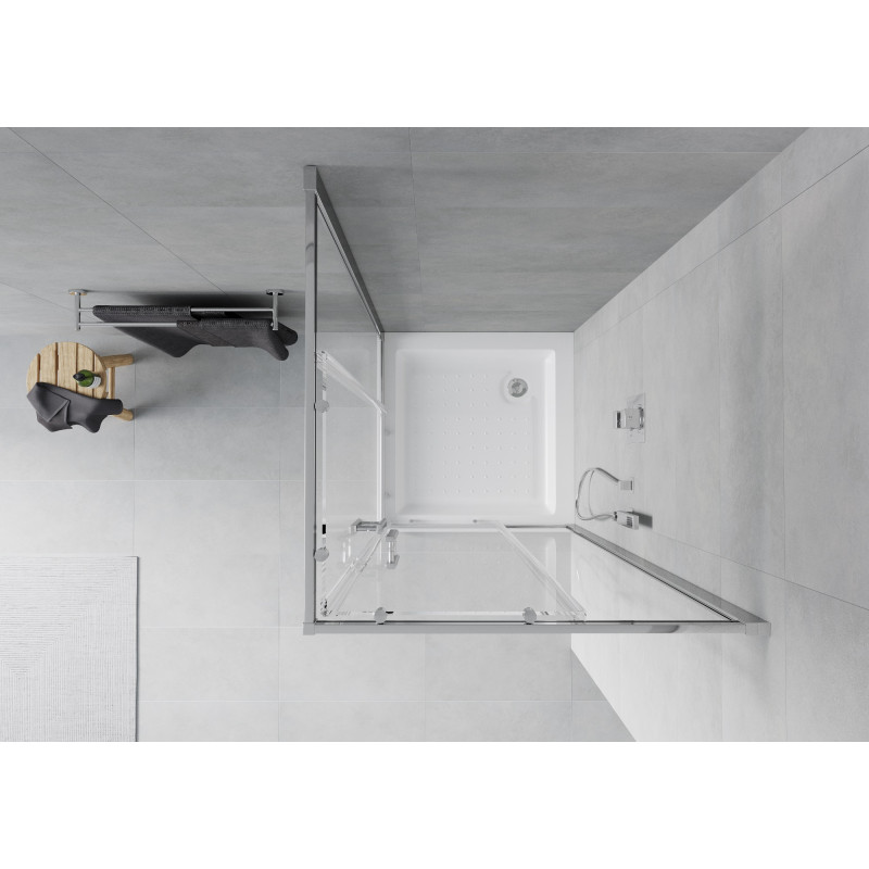 Mexen Rio štvorcový sprchový kút 80 x 80 cm, priehľadný, chróm + sprchová vanička , biela - 860-080-080-01-00-4510
