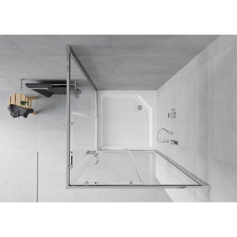 Mexen Rio štorcová sprchová kabína 90 x 90 cm, transparentná, chróm + vanička, biela - 860-090-090-01-00-4510