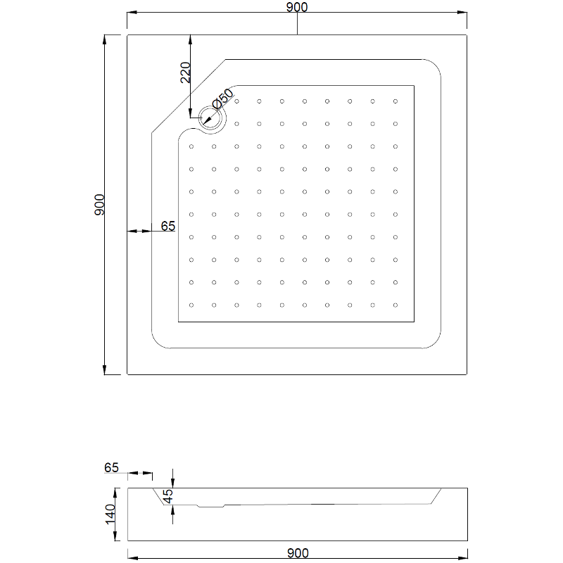 Mexen Rio štvorcová sprchová kabína 90 x 90 cm, transparentná, chróm + sprchová vanička Rio, biela - 860-090-090-01-00-4510