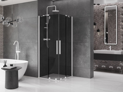 Mexen Velar Duo sprchovací kút posuvný 90 x 90 cm, grafit, biely - 871-090-090-42-20