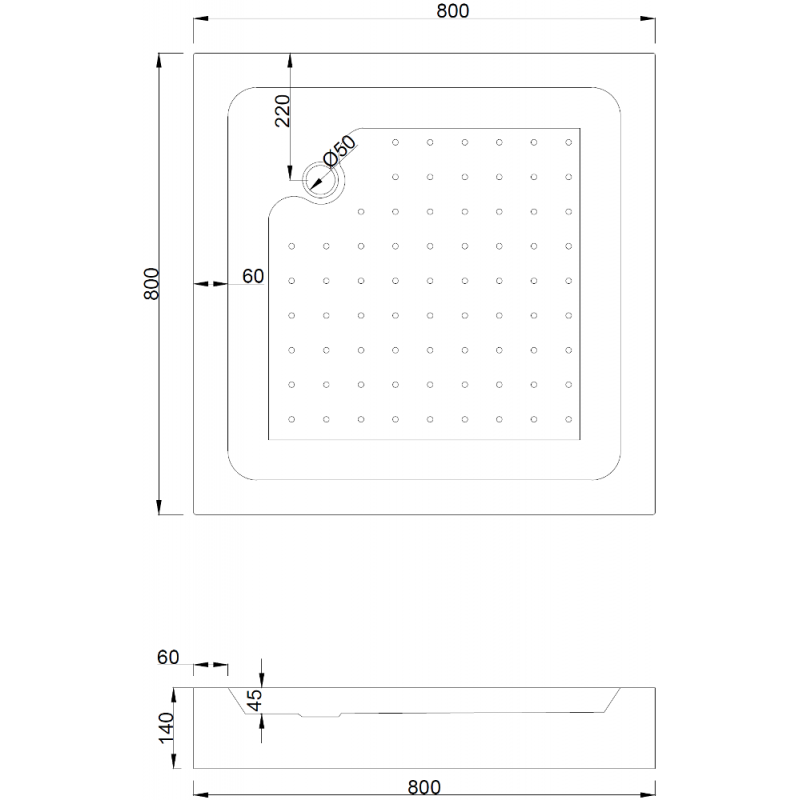 Mexen Rio štvorcový sprchový kút 80 x 80 cm, biele pruhy, chróm + vanička, biela - 860-080-080-01-20-4510