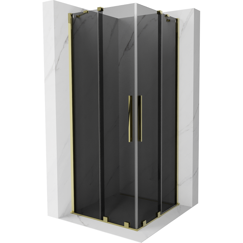 Mexen Velar Duo posuvná sprchová kabína 100 x 100 cm, grafitová, zlatá - 871-100-100-42-50