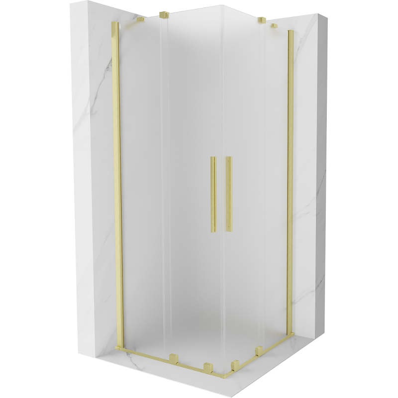Mexen Velar Duo posuvná sprchová kabína 90 x 90 cm, matná, zlatá kartáčovaná - 871-090-090-32-55