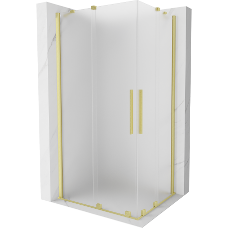 Mexen Velar Duo posuvná sprchová kabína 90 x 80 cm, mrazené sklo, zlatá kartáčovaná - 871-090-080-32-55