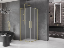 Mexen Velar Duo posuvná sprchová kabína 80 x 80 cm, mráz, zlatá kartáčovaná - 871-080-080-32-55