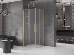 Mexen Velar Duo sprchový kout posuvný 90 x 90 cm, matný, zlatý kartáčovaný - 871-090-090-32-55