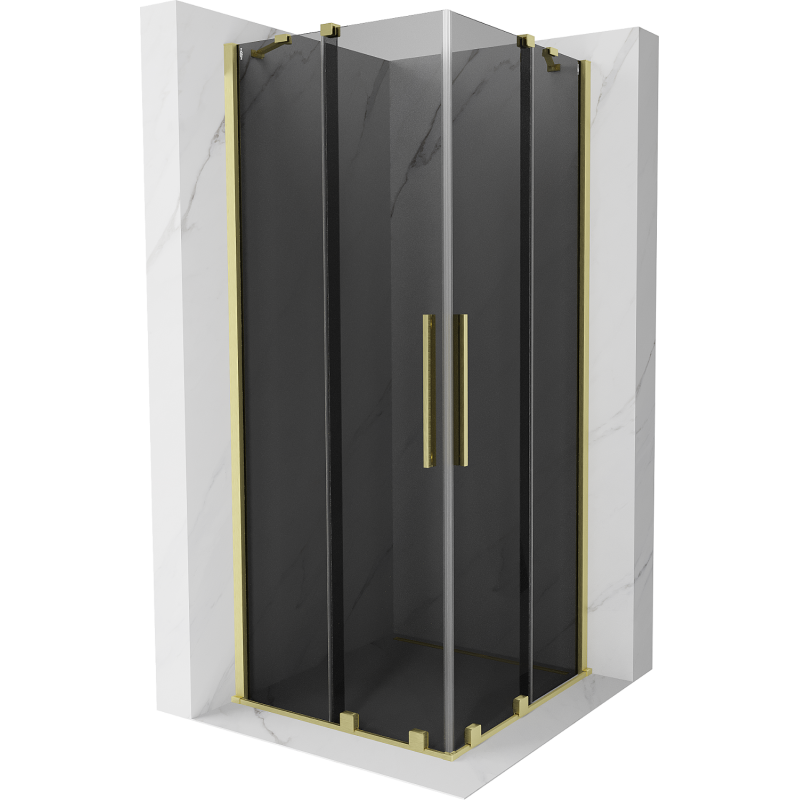 Mexen Velar Duo posuvná sprchová kabína 90 x 90 cm, grafit, zlatá kartáčovaná - 871-090-090-42-55