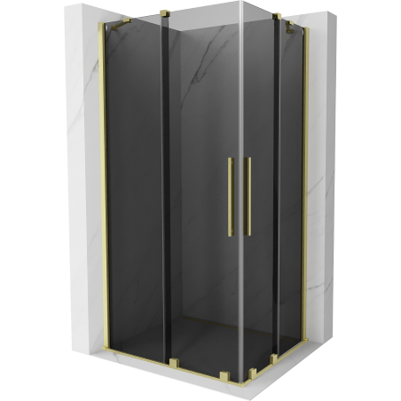 Mexen Velar Duo posuvná sprchová kabína 90 x 80 cm, grafitová, zlatá kartáčovaná - 871-090-080-42-55