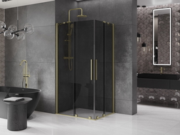 Mexen Velar Duo posuvná sprchovacia kabína 100 x 90 cm, grafit, zlatá kartáčovaná - 871-100-090-42-55