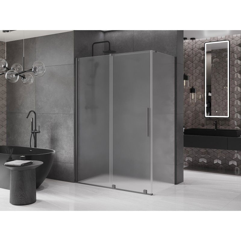 Mexen Velar posuvná sprchová kabína 160 x 70 cm, matné sklo, gun metal - 871-160-070-31-95