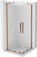 Mexen Velar Duo sprchovací kút so zasúvacími dverami 90 x 90 cm, matné sklo, ružové zlato - 871-090-090-32-60