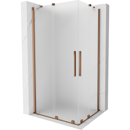 Mexen Velar Duo posuvná sprchová kabína 90 x 80 cm, matné sklo, ružové zlato - 871-090-080-32-60