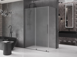 Mexen Velar sprchový kút posuvný 160 x 100 cm, mrazený, gun metal - 871-160-100-31-95