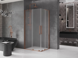 Mexen Velar Duo sprchová kabína posuvná 100 x 90 cm, mrazené sklo, ružové zlato - 871-100-090-32-60