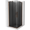 Mexen Velar Duo sprchový kút zasúvací 80 x 80 cm, grafit, ružové zlato - 871-080-080-42-60