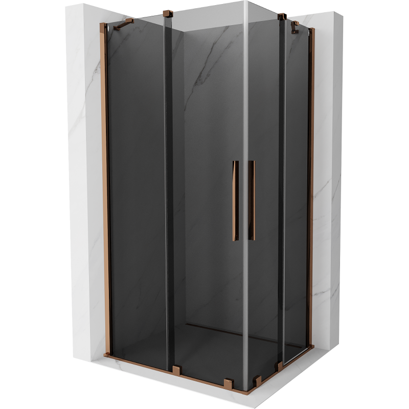 Mexen Velar Duo sprchovací kút posuvný 90 x 80 cm, grafit, ružové zlato - 871-090-080-42-60