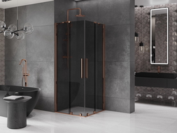 Mexen Velar Duo sprchová kabína posuvná 80 x 80 cm, grafit, ružové zlato - 871-080-080-42-60