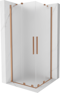 Mexen Velar Duo sprchová zástena posuvná 90 x 90 cm, matné sklo, brúsená meď - 871-090-090-32-65