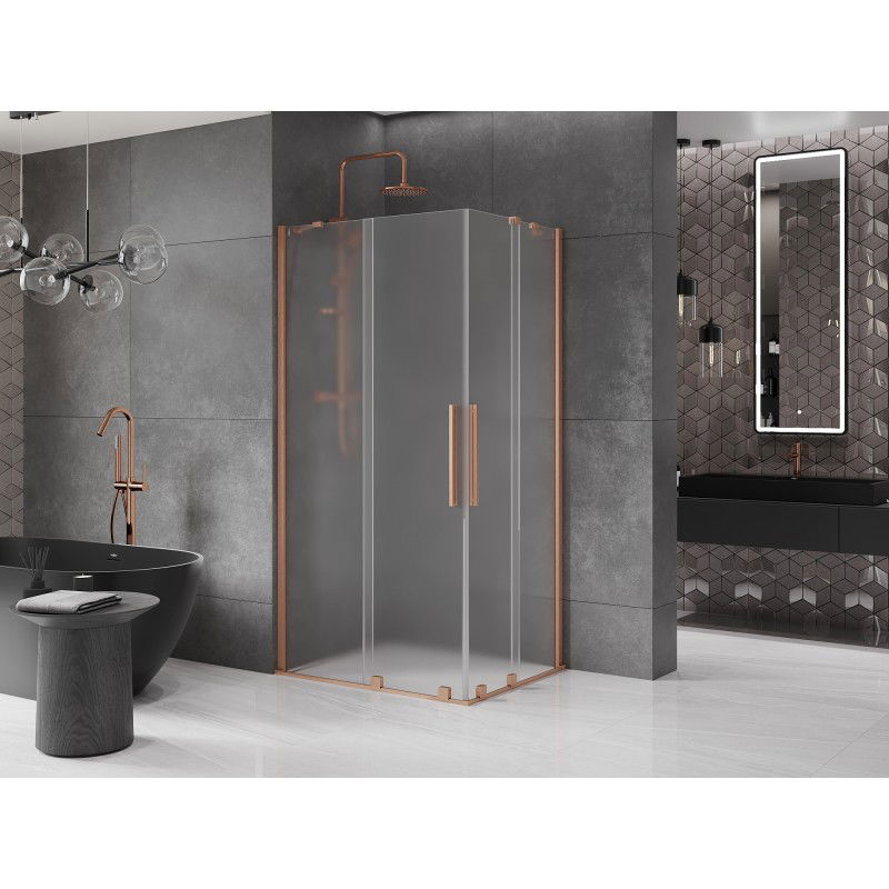 Mexen Velar Duo posuvná sprchová kabína 100 x 90 cm, mráz, brúsená meď - 871-100-090-32-65