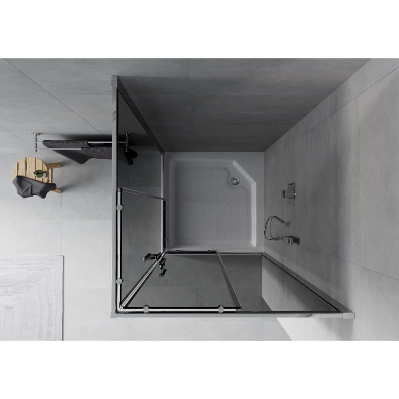 Mexen Rio štvorcová sprchová kabína 90 x 90 cm, grafit, chróm + sprchová vanička, biela - 860-090-090-01-40-4510