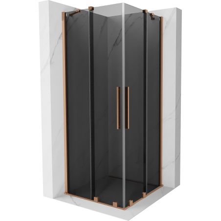 Mexen Velar Duo posuvná sprchová kabína 80 x 80 cm, grafit, brúsená meď - 871-080-080-42-65