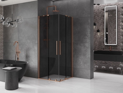 Mexen Velar Duo sprchový kút zasúvací 80 x 80 cm, grafit, brúsená meď - 871-080-080-42-65