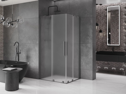 Mexen Velar Duo posuvná sprchová kabína 90 x 80 cm, zamrznutá, brúsená gun gray - 871-090-080-32-66
