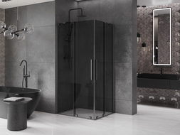 Mexen Velar Duo sprchovací kút posuvný 90 x 80 cm, grafit, gun gray brúsený - 871-090-080-42-66