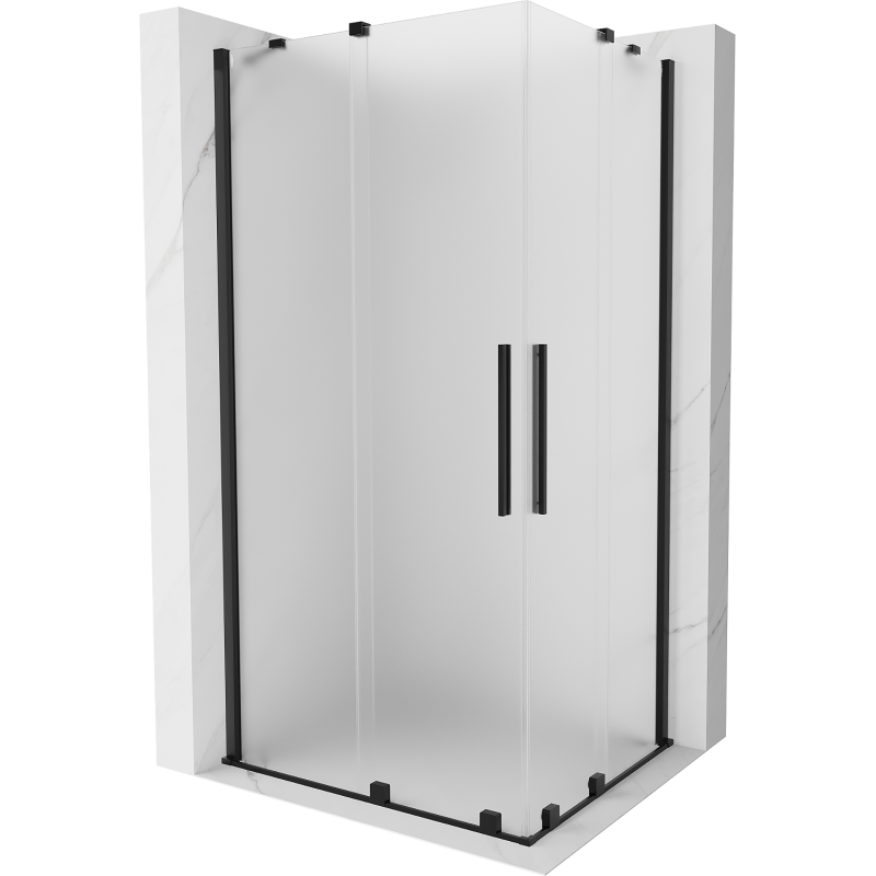 Mexen Velar Duo posuvná sprchová kabína 90 x 80 cm, mrazivá, čierna - 871-090-080-32-70