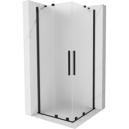 Mexen Velar Duo 80 x 80 cm posuvná sprchová kabína, mrazená, čierna - 871-080-080-32-70