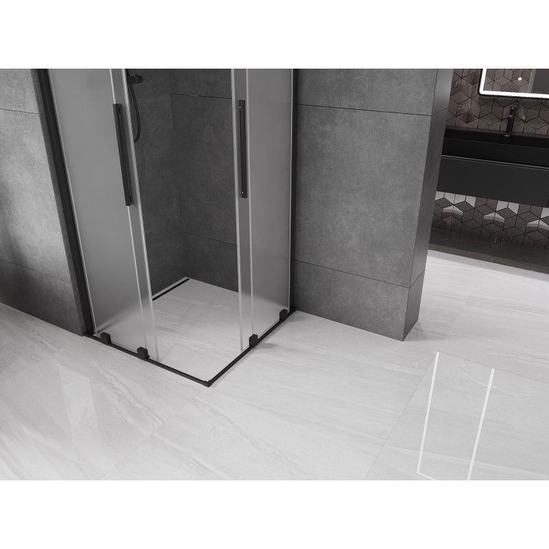 Mexen Velar Duo 80 x 80 cm posuvná sprchová kabína, mrazená, čierna - 871-080-080-32-70