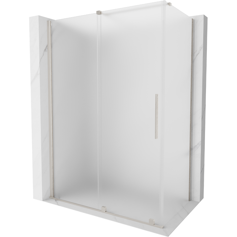 Mexen Velar posuvný sprchový kút 150 x 85 cm, matný, brúsený nikel - 871-150-085-31-97