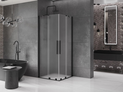 Mexen Velar Duo posuvná sprchová kabína 90 x 90 cm, mrazivá, čierna - 871-090-090-32-70