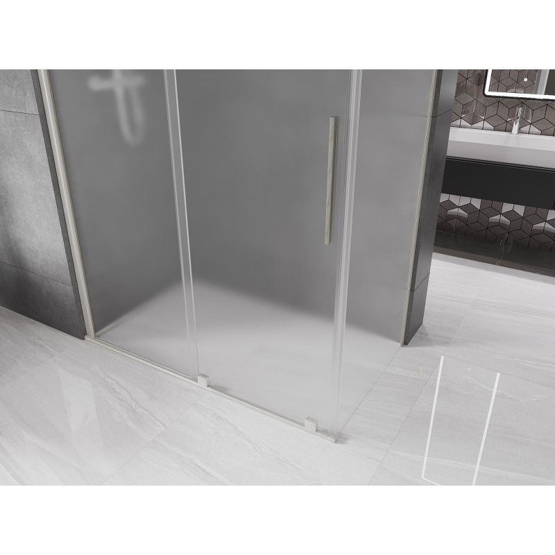 Mexen Velar posuvná sprchová kabína 150 x 85 cm, mliečne sklo, brúsený nikel - 871-150-085-31-97