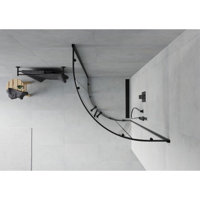 Mexen Rio polkruhová sprchová kabína 90 x 90 cm, transparentná, čierna - 863-090-090-70-00