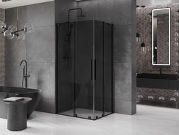 Mexen Velar Duo posuvná sprchová kabína 90 x 80 cm, grafitová, čierna - 871-090-080-42-70