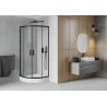 Mexen Rio sprchová kabína polkruhová 90 x 90 cm, transparentná, čierna + vanička Rio, biela - 863-090-090-70-00-4710