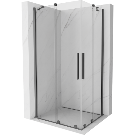 Mexen Velar Duo zasúvací sprchový kút 100 x 90 cm, transparentný, pištoľový kov - 871-100-090-02-95