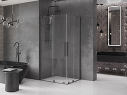Mexen Velar Duo posuvná sprchová kabína 90 x 80 cm, priehľadná, gun metal - 871-090-080-02-95