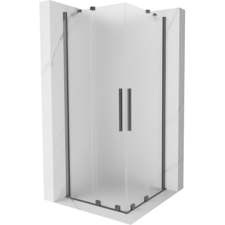 Mexen Velar Duo posuvná sprchová kabína 90 x 90 cm, mrazené sklo, zbraňový kov - 871-090-090-32-95
