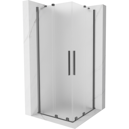 Mexen Velar Duo posuvná sprchová kabína 80 x 80 cm, námraza, gun metal - 871-080-080-32-95