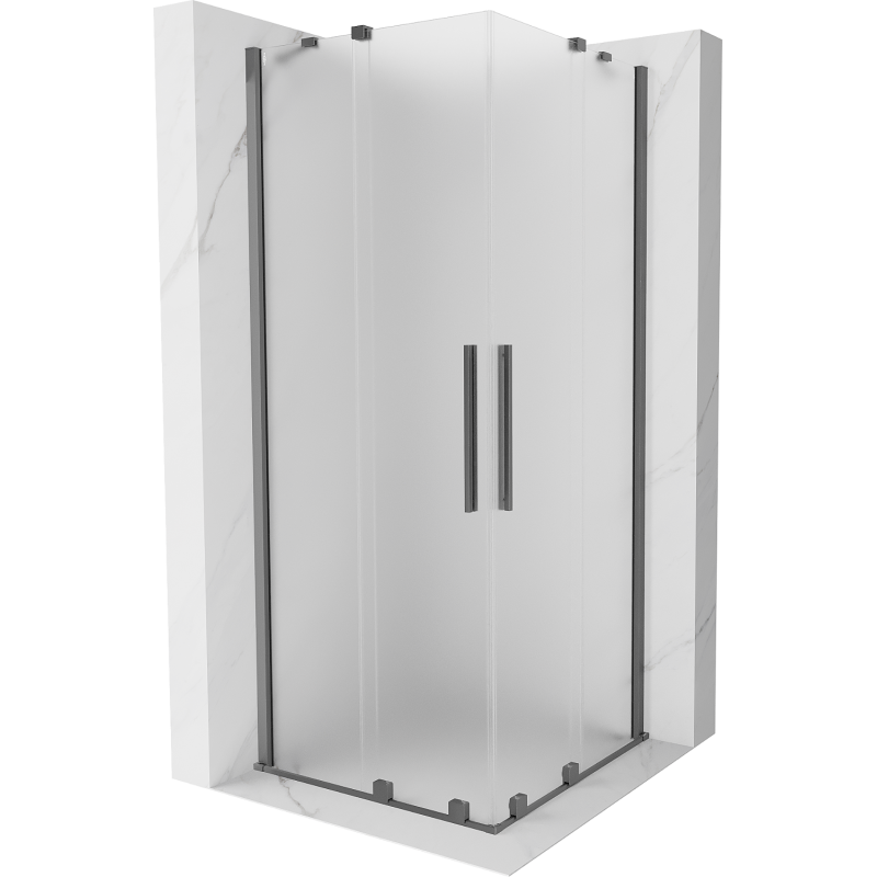 Mexen Velar Duo sprchovací kút posuvný 100 x 100 cm, matné sklo, gun metal - 871-100-100-32-95