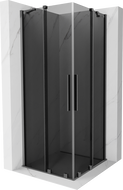 Mexen Velar Duo sprchovací kút posuvný 90 x 90 cm, grafit, zbraňový kov - 871-090-090-42-95