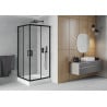 Mexen Rio štvorcový sprchovací kút 90 x 90 cm, transparentný, čierny + sprchová vanička, biela - 860-090-090-70-00-4510